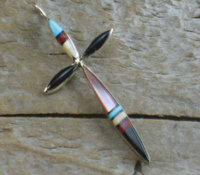 Zuni American Indian Pendant- MOP Turquoise Inlay 1